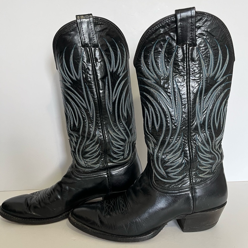 Nocona Men's Black Pointed Toe Cowboy Western Boots Size 8.5D - Picture 3 of 10